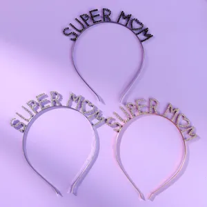 Crystal rhinestone letter hair hoop Mother's Day festival party metal headband hair accessory