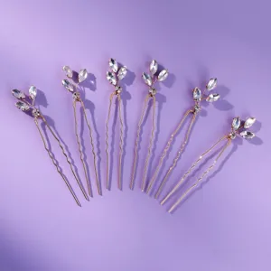 Handgemachte Strass U-förmige Haarnadeln Set, elegante Kristall Haargabel für Braut Hochzeit.