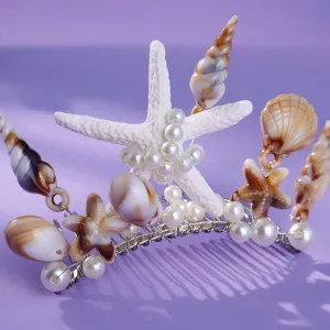 Peigne à cheveux coquillage étoile de mer perle mariage mariée vacances accessoires cheveux