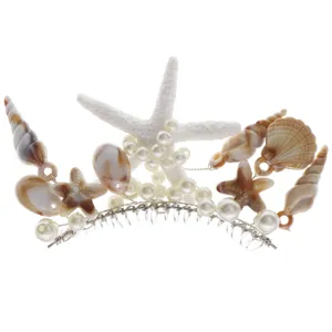Peigne à cheveux coquillage étoile de mer perle mariage mariée plage accessoires