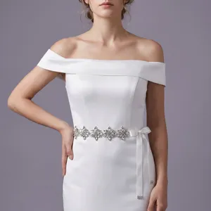 Handmade Rhinestone Dress Belt For Women Elegant Satin Ribbon Waist Chain For Wedding Party Banquet Gown Accessories