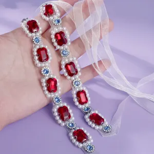Handmade rhinestone pearl dress waist belt sash for banquet party wedding evening dress