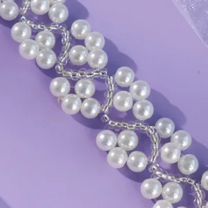 Handmade pearl crystal beaded belt elegant waist chain women banquet party dress accessory
