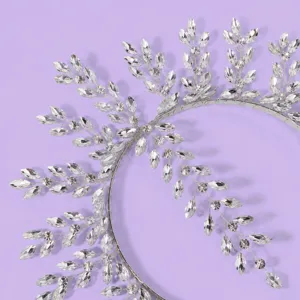Bruid handgemaakte strass kroon haarband kristal blad haar wijnstok huwelijk feest accessoires