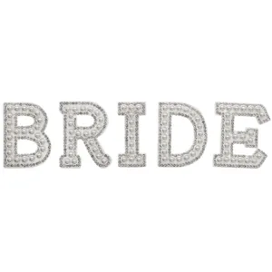 Pearl rhinestone BRIDE letter patch for bridal wedding dress and accessory decoration.