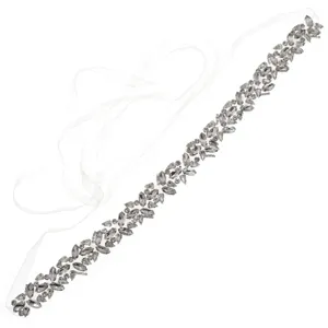 Stunning rhinestone bridal belt with sheer ribbon for wedding party and evening dresses.