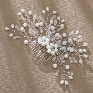 Peigne à cheveux perle cristal fait main accessoire cheveux mariage mariée élégant
