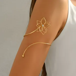 Bracciale da Braccio Minimalista in Filo di Ferro a Forma di Fiore per Donna Braccialetto da Braccio alla Moda Catena per il Corpo Gioielli
