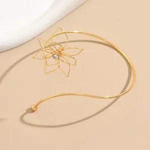 Bracciale da braccio con fiore in filo d'oro manopola minimalista gioiello catena corpo