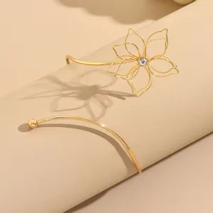 Bracciale da braccio con fiore in filo cavo d'oro catena corpo gioiello moda donna