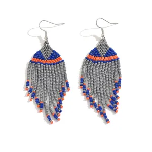 Bohemian seed bead fringe earrings handmade geometric long dangle earrings for women