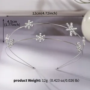 Detailed view of the Korean style double-layer rhinestone star headband, elegant silver hair accessory.