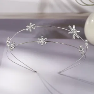 Korean Fashion Double Layer Rhinestone Star Headband Shiny Star Snowflakes Hair Band Minimalist High-End Daily Hair Accessories For Women