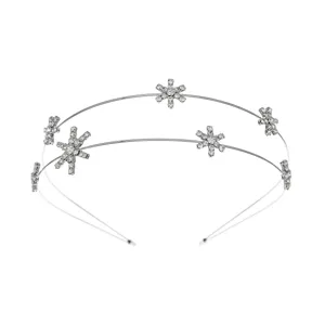 Korean style double layer rhinestone star headband minimalist silver hair accessory for women