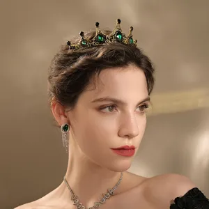 Baroque Retro Alloy Rhinestone Bridal Crown Vintage Palace Tiara Headwear For Wedding Prom Party Women Headpiece Jewelry