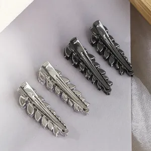 Pinces à cheveux strass en métal, barrettes ressort feuille zircone pour style quotidien.