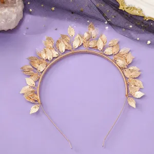 Goldener Blatt Haarreif Braut Krone, eleganter Haarschmuck für Hochzeit, Party und Abschlussball.