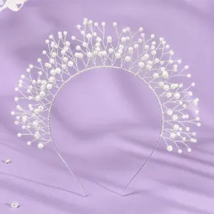 Braut Perlen Haarreif elegante Hochzeit Tiara silberner Zweig süßer Haarschmuck neu