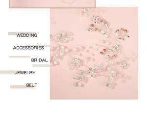 Cintura da sposa artigianale in perle strass e cristallo foglia accessorio elegante