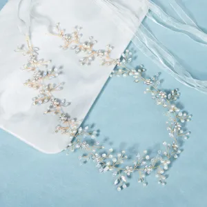 Cintura da sposa artigianale con perle e strass foglia di cristallo abito da sposa catena