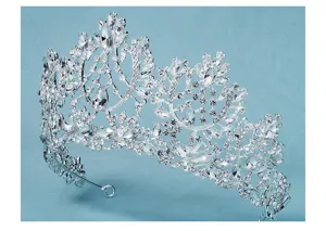 Gedetailleerd overzicht van luxe bruids strass tiara kristallen kroon voor huwelijksfeest