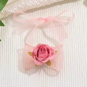 Bracciale in pizzo floreale rosa stile dolce tendenza corda mano accessorio moda chic