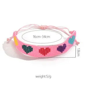 Bracelet de perles bohème tressé cœur cordon réglable bijoux d'amitié faits à la main charmant
