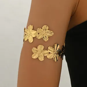 Bracciale da braccio oro fiori donna manchetta aperta metallo catena corpo chic gioiello