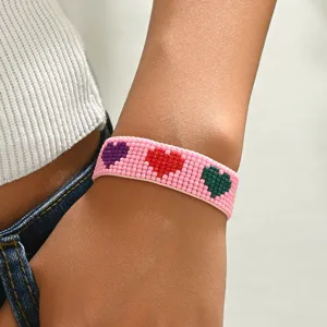 Bracelet de perles de rocaille fait main bohème pour femme, bijoux géométrique tendance réglable.
