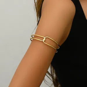 Bracciale da Braccio Aperto Geometrico Minimalista per Donna Catena del Corpo a Strati in Lega Placcata Oro Gioielli