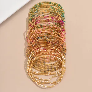 Σετ boho ελαστικά βραχιόλια αστραγάλου με χρωματιστές χάντρες 36 τμχ κοσμήματα παραλίας