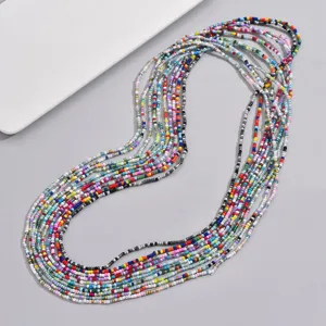 Bohemian multi-layer colorful seed bead waist chain set, perfect for beach vacation body jewelry.