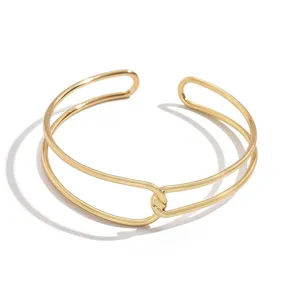 Bracciale rigido aperto geometrico oro minimalista donna catena per corpo tendenza
