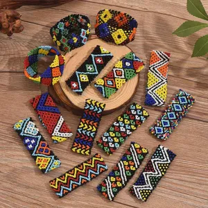 Bohemian Hand Woven Seed Bead Flower Bracelet For Women Multicolor Geometric Ethnic Style Ins Fashion Handmade Glass Bead Wristband Jewelry Gift