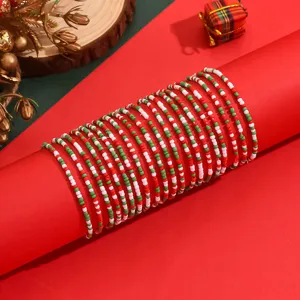 Weihnachten mehrschichtige Perlenarmband Set handgefertigte bunte Saatperlen Schmuck.
