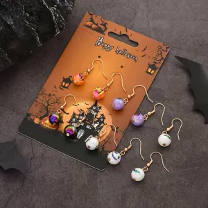 Συλλογή Κρεμαστά Σκουλαρίκια Halloween για Γυναίκες Κολοκύθα Νυχτερίδα Κρανίο Φάντασμα Αράχνη Τεχνητό Μαργαριτάρι Κοσμήματα από Ρητίνη και Κράμα