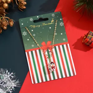 Süße Glas Schneemann Anhänger Halskette Für Damen Retro Stil Vergoldete Legierungskette Weihnachts Schmuck Feiertags Party Geschenk