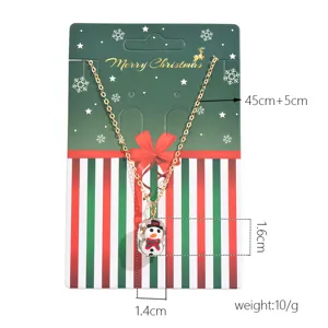 Süße geometrische Glas Weihnachten Schneemann Halskette für Damen, exquisites Geschenk.