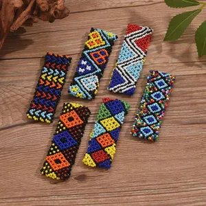Bohemian handmade seed bead woven bracelets set colorful ethnic geometric pattern chic wrist jewelry