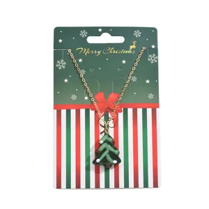Süße Weihnachtsbaum Glas Anhänger Halskette für Damen, elegantes Feiertagsschmuck Geschenk.