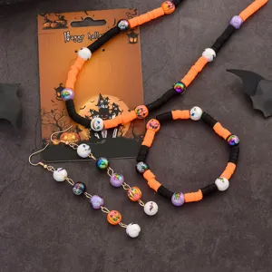 Halloween set gioielli in argilla polimerica collana bracciale orecchini zucca