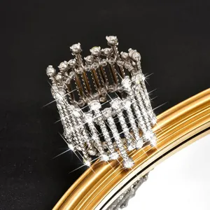Sparkling rhinestone stretch wide bracelet for women, elegant crystal cuff bangle jewelry detail.
