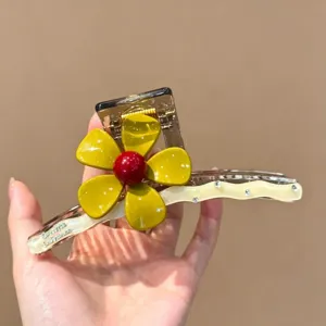 Schicke große Blumen Haarklammer mit Kristall-Strasssteinen, elegante Haarspange
