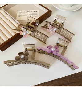 Koreanische große schillernde Blume Haarkralle Clip, elegante Haarklammer für Haarstyling Accessoires