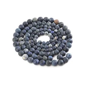 Hilo de cuentas de piedra azul mate para hacer joyas DIY, ideal para pulseras hechas a mano.