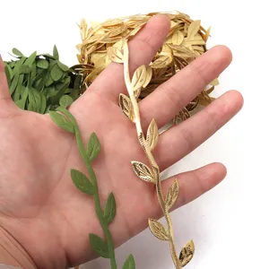 Hojas verdes artificiales de tela guirnalda diadema DIY decoración del hogar cinta manualidades