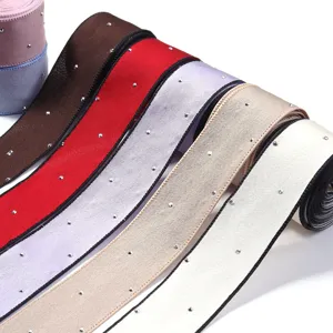 Nastro raso strass colorato finiture DIY accessori capelli abbigliamento cucito nastro decorativo