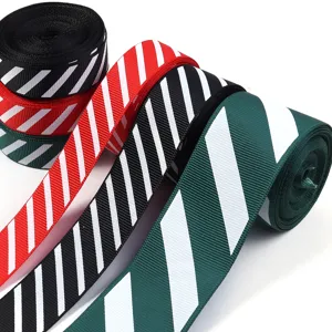 Christmas Diagonal Stripe Grosgrain Ribbon For DIY Bow Gift Box Decoration Vintage Festive Wrapped Ribbon Sewing Trims Accessories