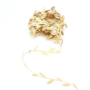 Cinta de hojas de tela dorada vid artificial para corona floral de bricolaje decoración