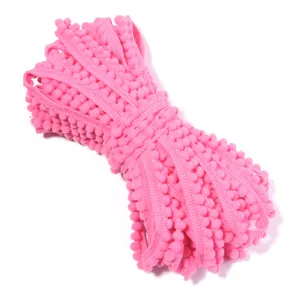 Pink pom pom trim ribbon fringe sewing lace DIY handmade clothing accessories crafts details